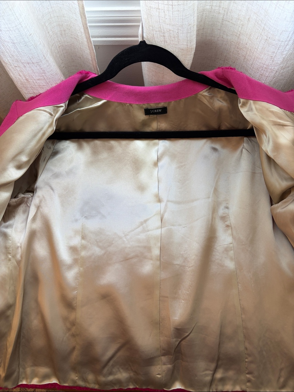 J. Crew Astrid Boucle Tweed Wool Blend Channel Style Bright Pink Jacket Blazer - Picture 5 of 8